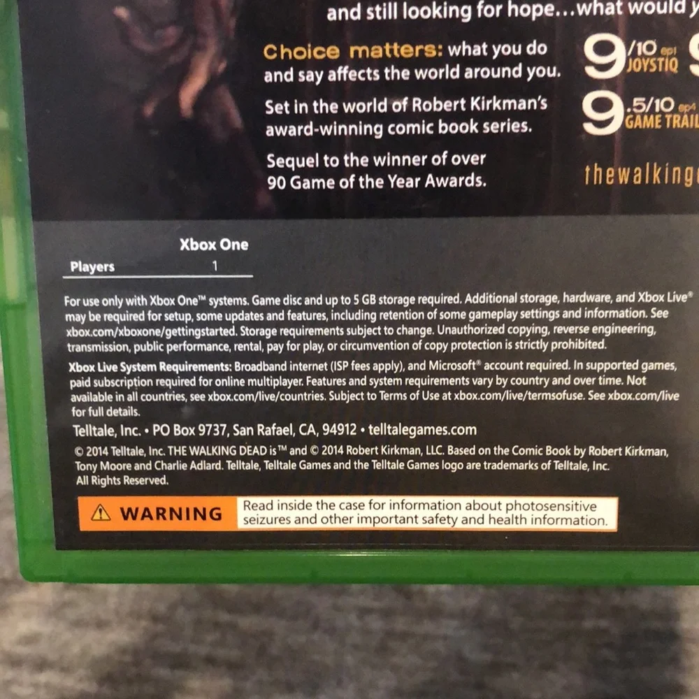 The Walking Dead [Season 2] Xbox One Game Disc